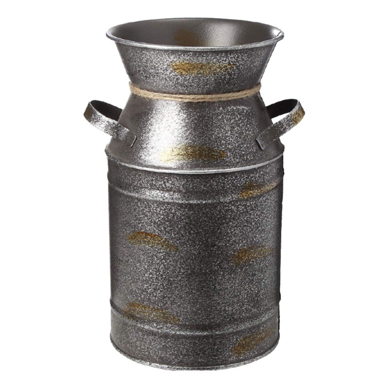 HIDERLYS 7.5" High Rustic Decorative Vase with Greetings and Rope Design, Metal Milk Can Country Jug for Living Room, Bedroom, Kitchen(Family) - Image 3